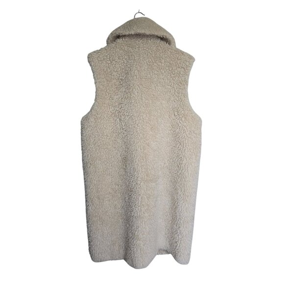 Banana Republic Cora Sherpa Vest M/L Beige Double-Breasted Wool Boho - Picture 7 of 9